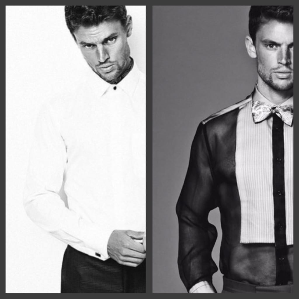 Mens Custom and bespoke shirts in cotton and silk tuxedo