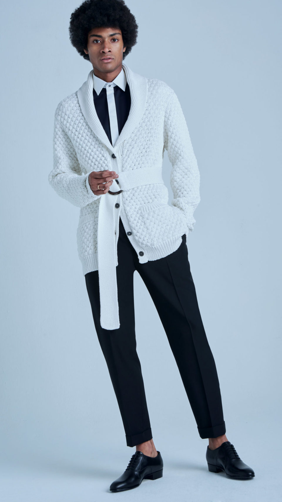 MAR by Maria Karimi cotton knit cardigan in white for men