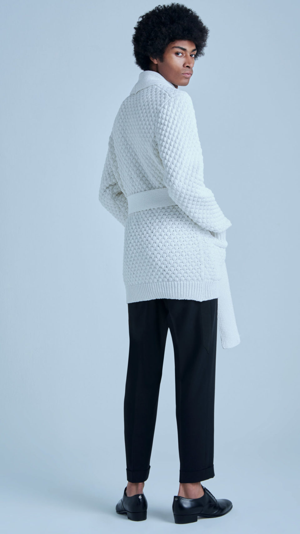 Cotton knit cardigan in white, MAR by Maria Karimi