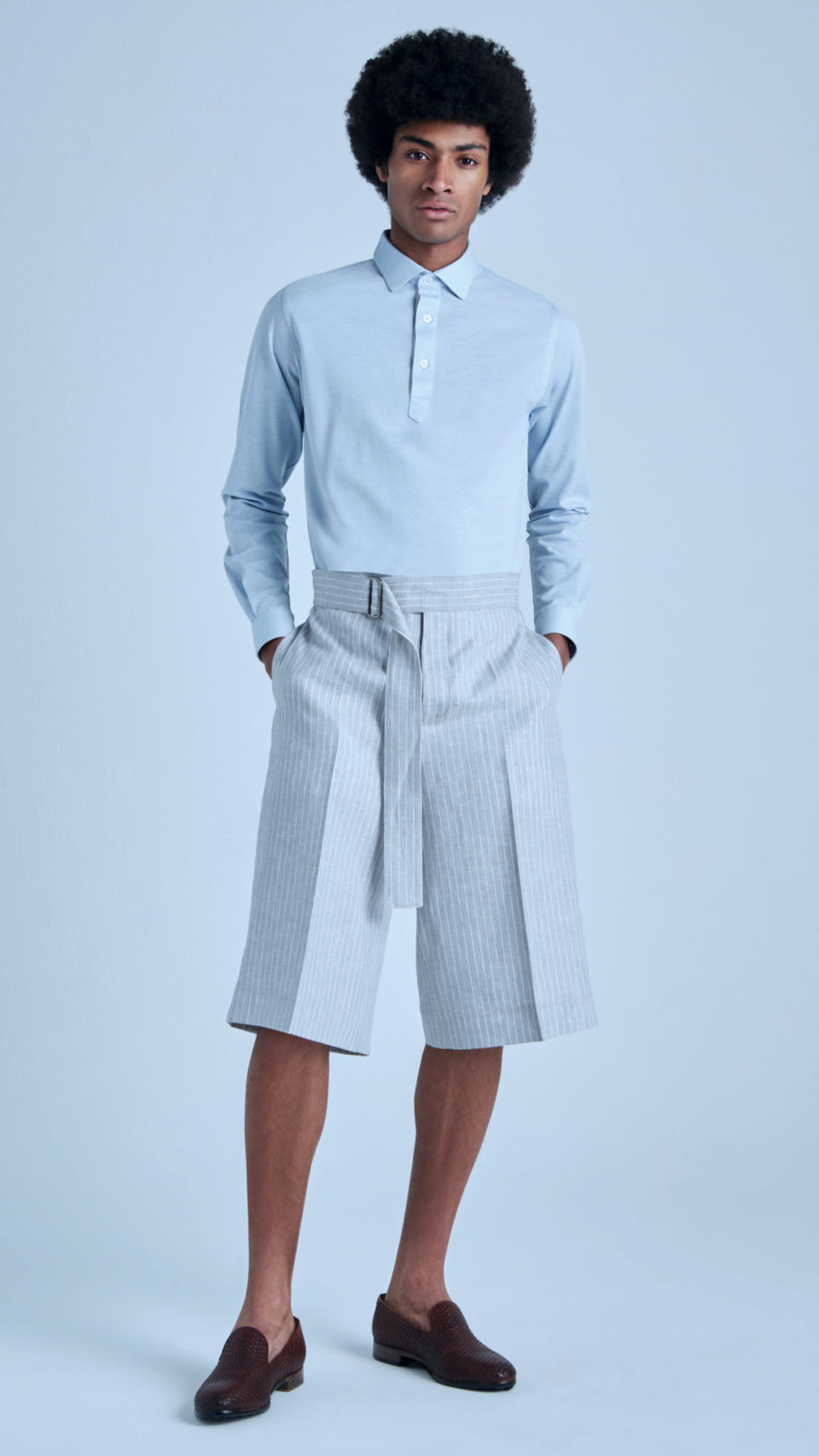 Short en lin pour homme en gris, de la marque haut de gamme MAR by Maria Karimi