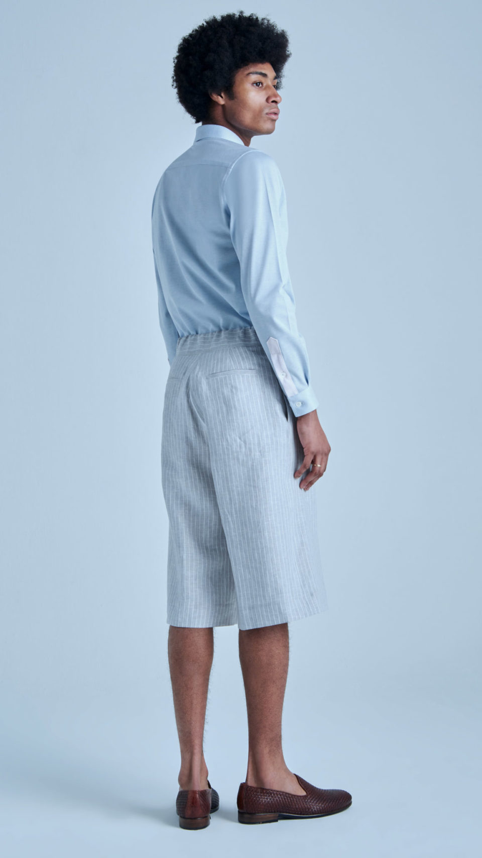 Tailored Linen Short in light grey - MAR by Maria Karimi