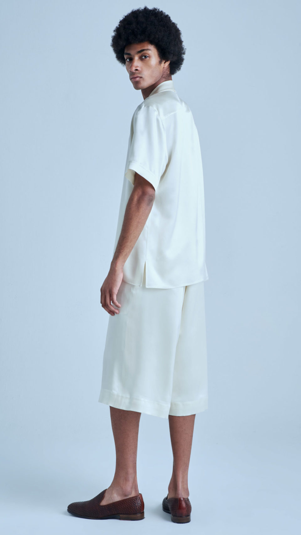 MAR silk pyjama shorts in cream - Spring summer 2021