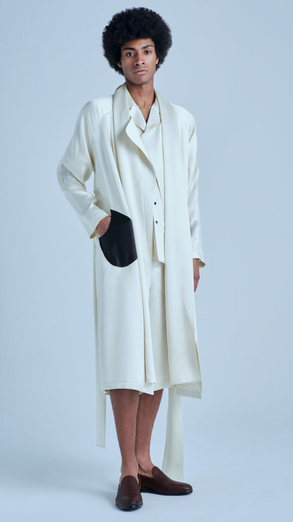Silk Pyjama Long Robe for Spring-summer 2021 capsule collection, MAR by Maria Karimi