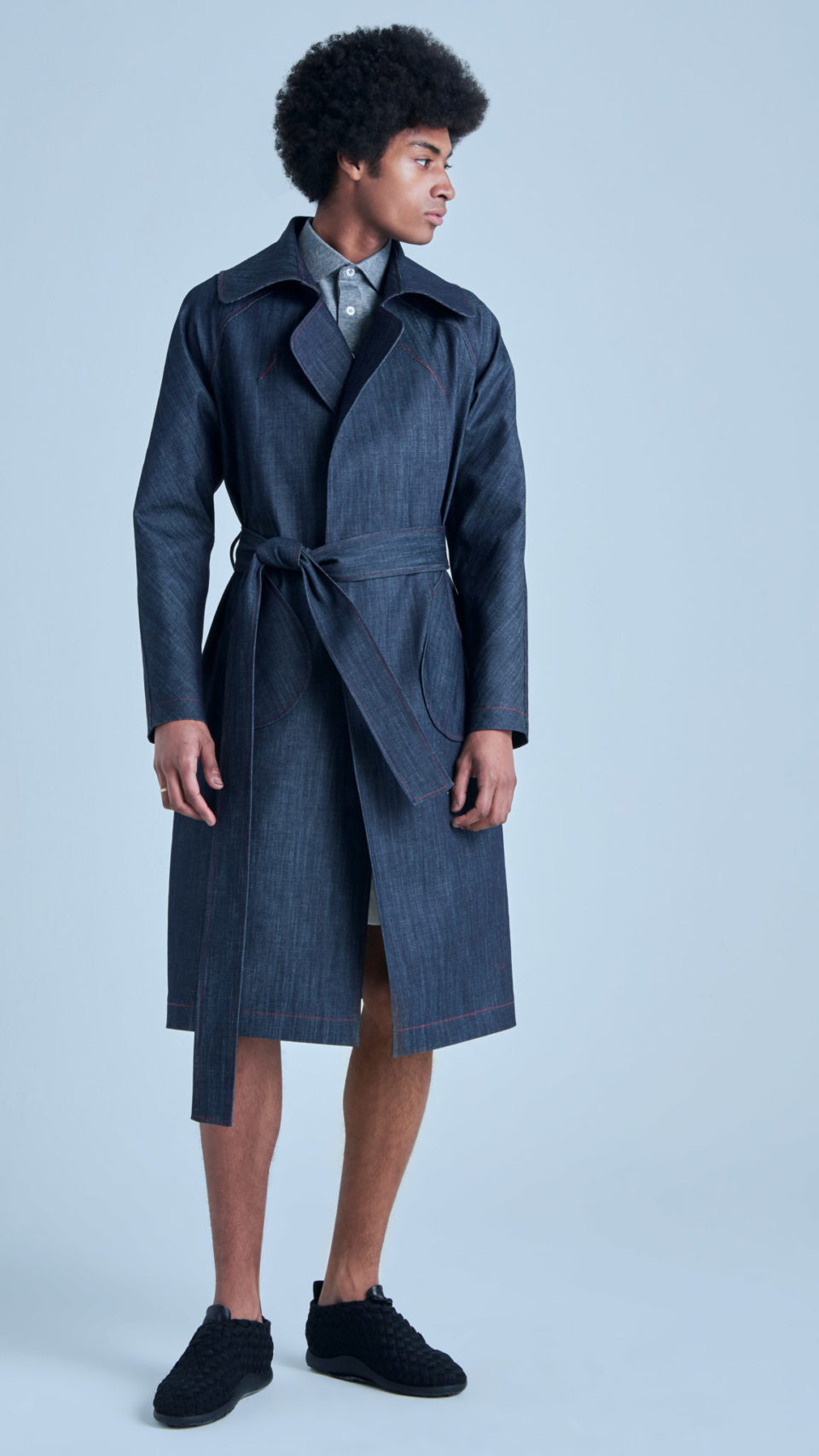 Trench coat made with denim from luxury brand MAR by Maria Karimi