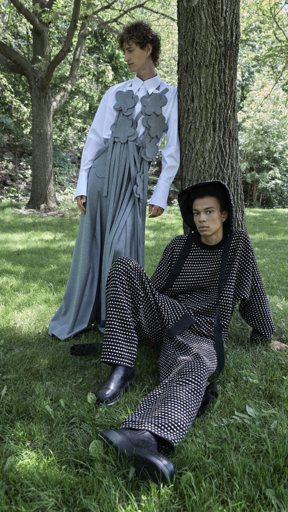 Contemporary flower cashmere suit by fashion designer Maria Karimi